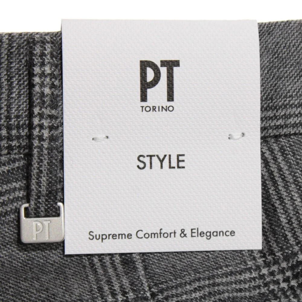 PT Torino NWT Pleated Dress Pants Size 50 (US 34) Super 100s in Gray Plaid Wool